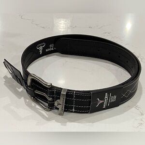 American Bison Black 100% Genuine Leather Stitched Western Belt Men’s Sz 40 NWT